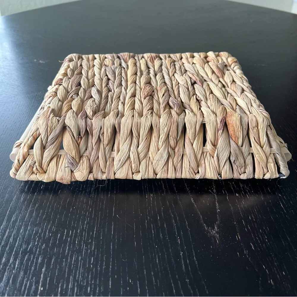 Woven Rectangular Basket with Handles 9x11in